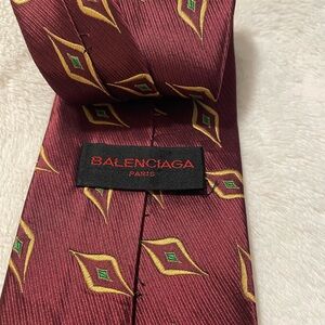 Balenciaga Burgundy and Gold Geometric Tie